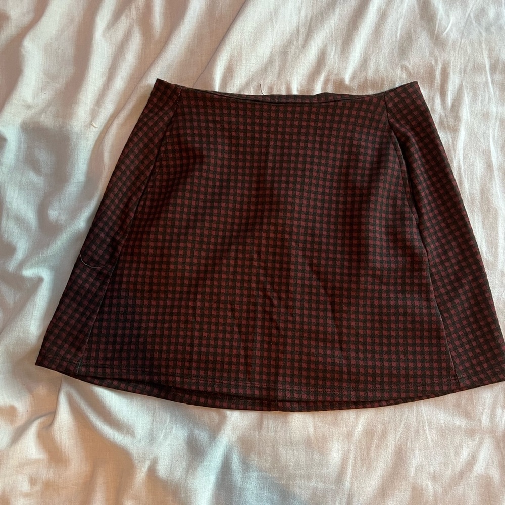 Altard State Red Checkered Mini Skirt